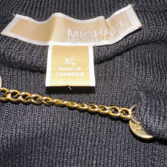 NWOT Michael Kors Ribbed knit Chain Cutout sweater . Size XL Black - Picture 10 of 13